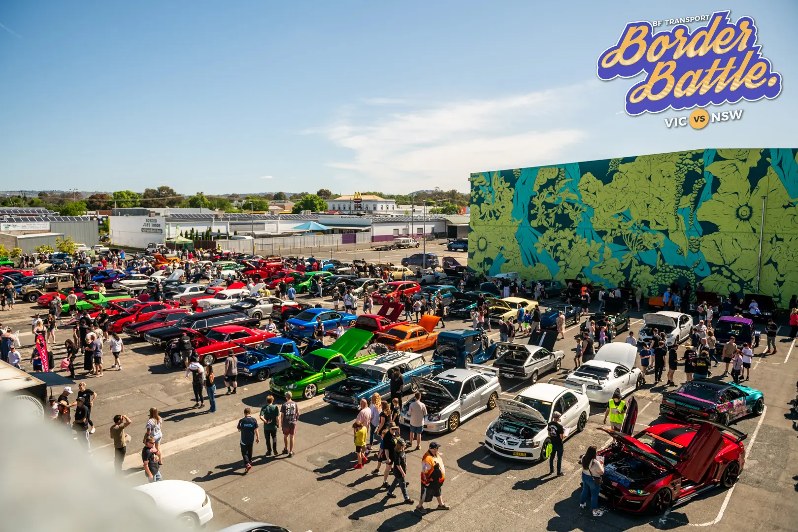Border Battle automotive event packed with cars and spectators